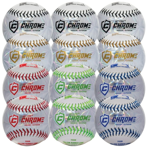(12 Pack) Franklin Sports MLB Soft Strike Metallic Tee Ball, Colors