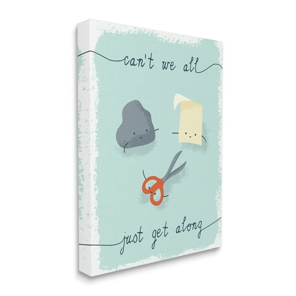 Stupell Industries Rock Paper Scissors Playful Illustration All Get Along, 16 x 20, Designed by Daphne Polselli