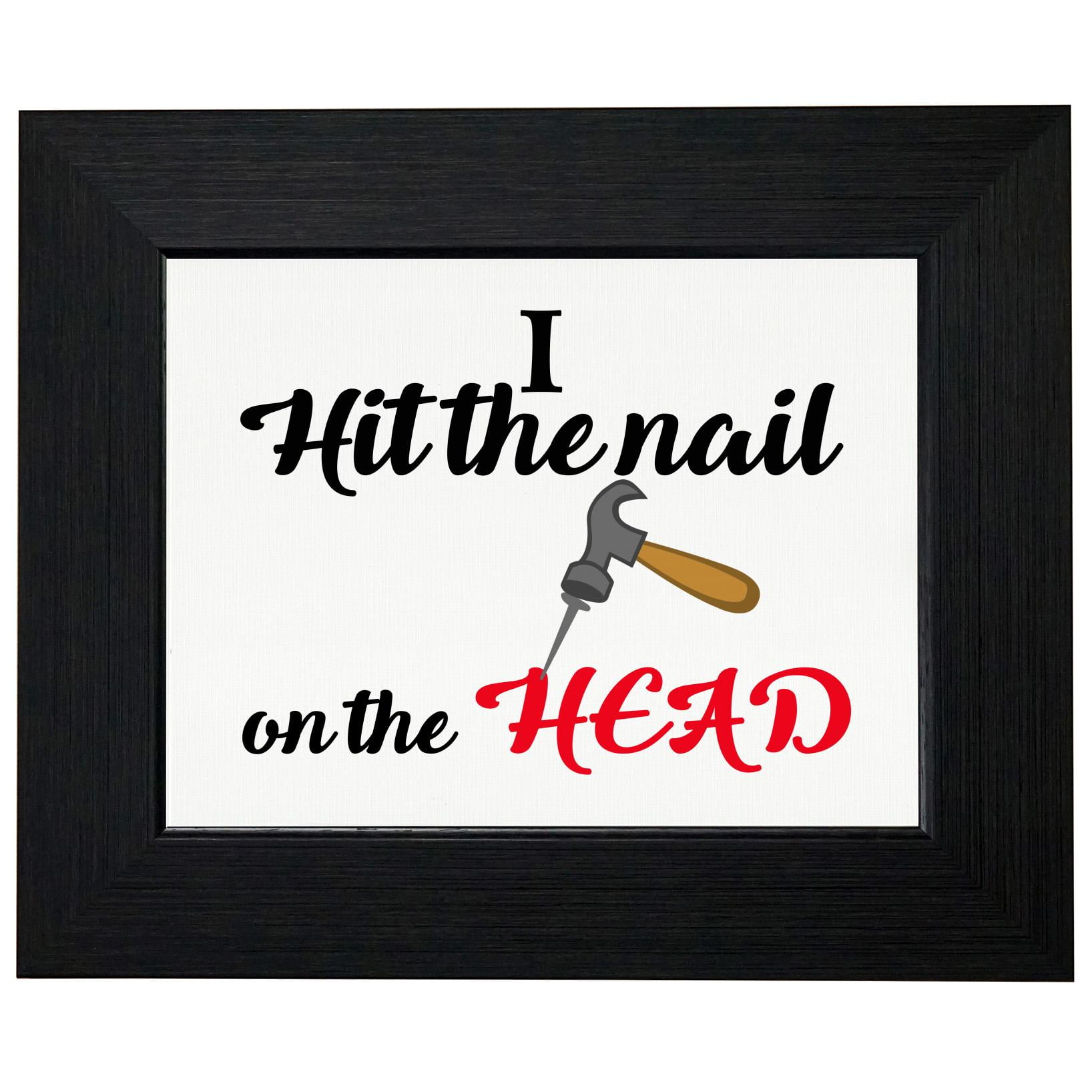 Hit the Nail on the Head cartoon illustration with copy space Stock  Illustration | Adobe Stock