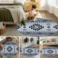thumbnail image 6 of 7ft Round Rug, Blue Aztec Non-Skid Rubber Backing Large Area Rugs - Living Room Bedroom Home Office, Boho Southwest Farmhouse Ethnic Motifs Indoor Floor Mat Carpets Washable Rug, 6 of 9