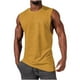 thumbnail image 1 of pstuiky Camiseta sin mangas para hombre, Blusa deportiva sin mangas con cuello redondo y estampado liso informal para hombre Chaleco de hombre s, 1 of 5