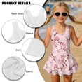 thumbnail image 4 of DISNIMO Flower Butterfly Printed Girls Swimsuit Sleeveless U Neck Bathing Suit with Skirt Hawaiian Summer Swimwear Comfortable Breathable Swim Dress 6-7 Years, 4 of 8