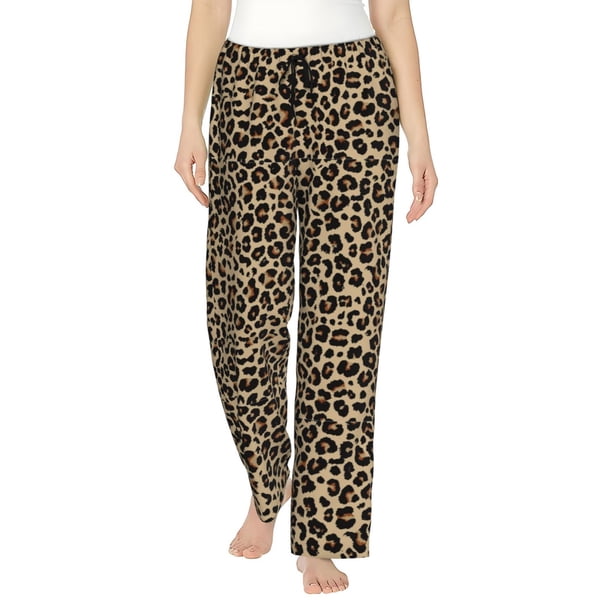Balery Leopard Print-1 Pantalones de pijama para mujer, pijamas ultraligeros, pantalones de estar por casa-Medium