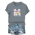 thumbnail image 2 of Zedker Easter Shirts for Women Fashion Egg Printed Casual Short Sleeve Round Neck T Shirt Tops Gray XXXL, 2 of 7