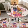 thumbnail image 6 of Mother's Day Round Living Room Rugs 3.3 ft, Retro Watercolor Heart Red Carnation Flower Silhouettes Washable Area Rug with Non-Slip Sturdy Edge Binding Round Front Door Mat Floor Carpet for Entryway, 6 of 9