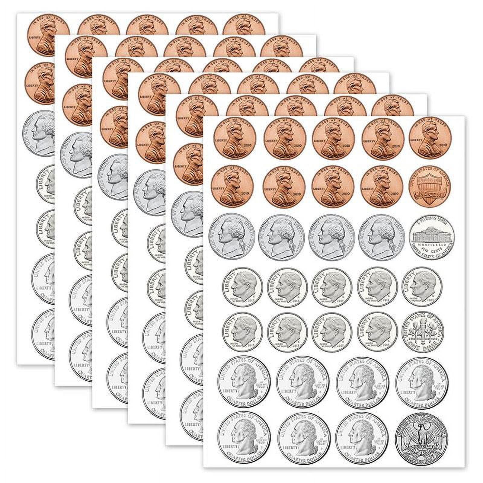 Ashley Productions Math Die-Cut Magnets, U.S. Coins, 33 Per Pack, 6 Packs