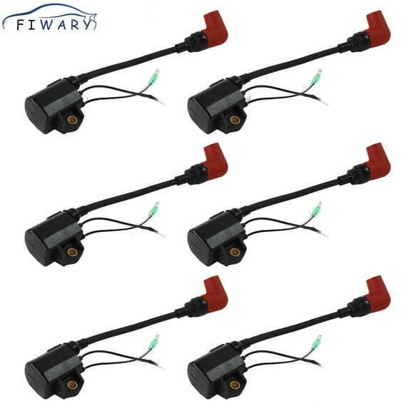 FIWARY 6pcs Heavy Duty Ignition Coil for Yamaha Outboard 100-225HP 6R3-85570-01-00