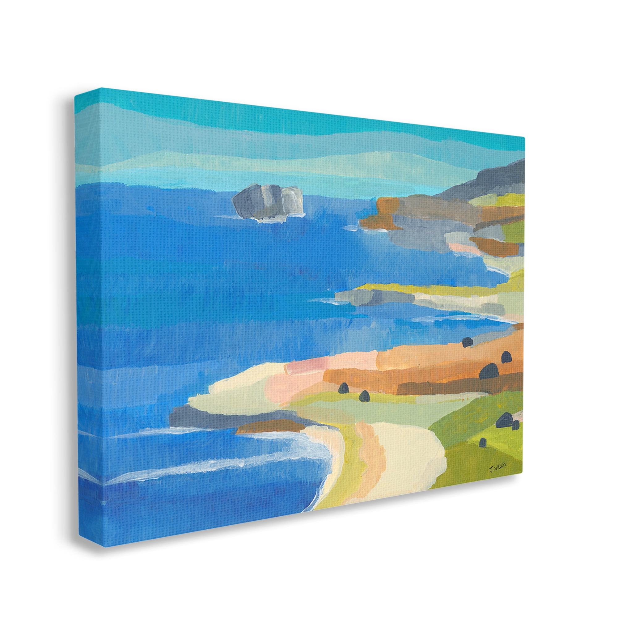 Stupell Industries Modern Coastal Inlets Landscape Painting Gallery Wrapped Canvas Art Print Wall Art, 20 x 16