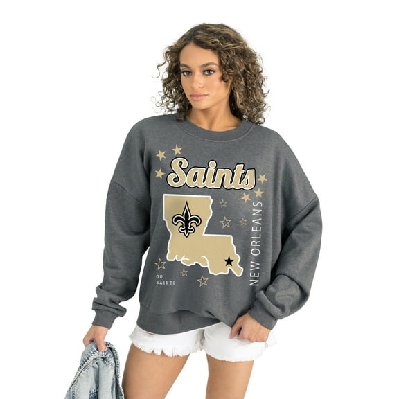 Women's Gameday Couture Gray New Orleans Saints Ready to Rumble Premium Fleece Pullover Sweatshirt