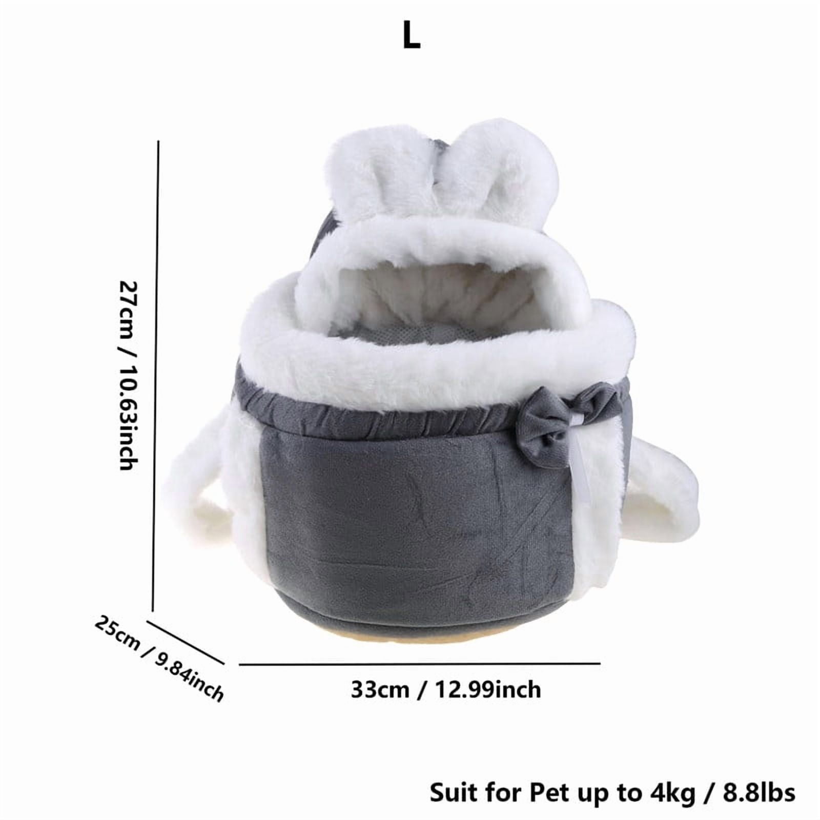 Warm Pet Carrier Bag Small Cat Dogs Backpack Winter Plush Pets Cage for Outdoor Travel Pet Hanging Chest Bags 6kg Load-Bearing (Color : Grey, Size : Large)