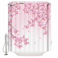 thumbnail image 2 of Pink Flowers Bathroom Curtain 96 Inch Shower Curtain with Hooks, Spring Botanical Floral Branches Gradient Waterproof Polyester Bath Curtain Washable Bathtub Curtain 72''x 96'', 2 of 6