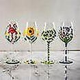 thumbnail image 2 of 420/830ml Nordic Colored Glass Cup Wine Glasses Creative Hand-painted Flowers Pattern Cup Wedding, 2 of 5