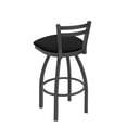 thumbnail image 2 of 411 Jackie 30" Low Back Swivel Bar Stool with Pewter Finish and Black Vinyl Seat, 2 of 2