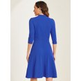 thumbnail image 3 of DARING DIVA Women's Sheath 3/4 Sleeves Stand Collar A-Line Dress XS Royal Blue, 3 of 6