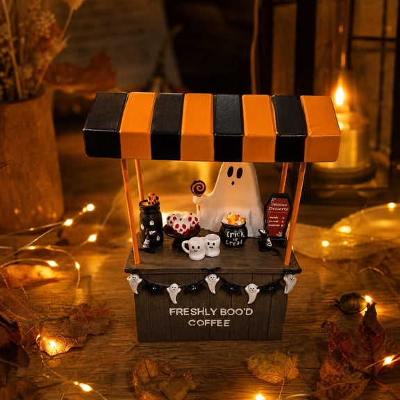Halloween Coffee Ghost Figurine Spooky Cute Tabletop, Indoor Home Kitchen Bar Shelf Fall Decor Accent Gift, for Coffee Bar Festive Display Decoration