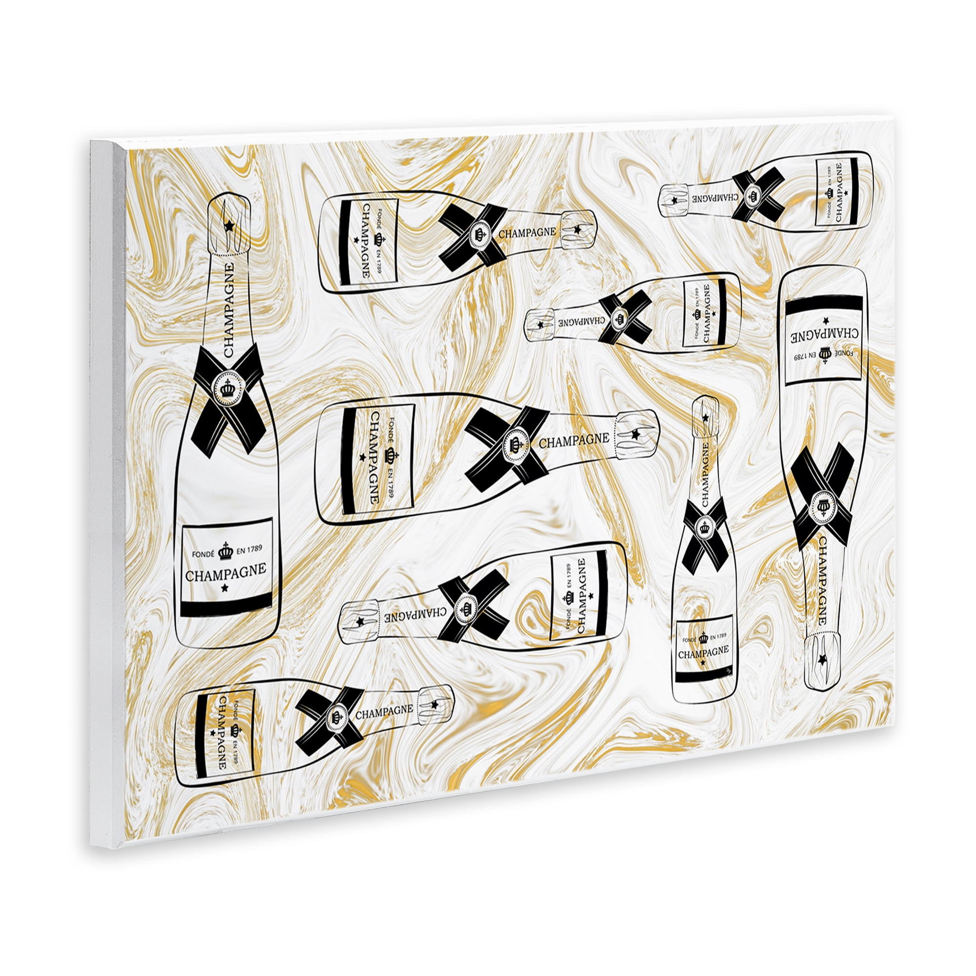 Stupell Industries Gold Streaked Champagne Food & Beverage Painting Unframed Art Print Wall Art, 15 x 10