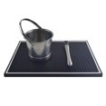 thumbnail image 4 of Alfombrilla antideslizante para barra de bar para el hogar, alfombrilla para cafetera para encimeras, 11.8 pulgadas x 5.9 pulgadas, negro con borde blanco, 1 alfombrilla de barra con 1 posav, 4 of 5