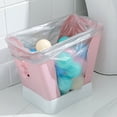 thumbnail image 2 of Cubo de basura de plástico, soporte extensible para bolsa de basura, gran capacidad para cocina, baño, color blanco rosado, 2 of 5