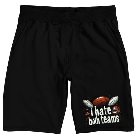 Football "I Hate Both Teams" Men's Black Sleep Pajama Shorts-Medium