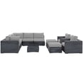thumbnail image 4 of Modway Summon 10-Piece Aluminum and Rattan Patio Sectional Set in Canvas/Gray, 4 of 9