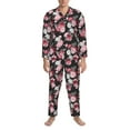 thumbnail image 3 of Hirioo Rose Flowers for Men's Pajama Sets 2 Piece Pjs Men's Long-Sleeved Pajama Set Button Down Sleepwear,S-XXL-Medium, 3 of 7