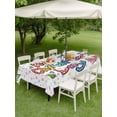 thumbnail image 4 of Outdoor Tablecloth with Umbrella Hole for Patio/Picnic/Party/Camping, Children's Day Waterproof Table Cloth Rectangle Table Cover Washable, Cartoon Colorful Polka Dot Flowers Leaf (60"x 120"), 4 of 8