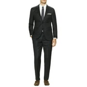 DTI GV Executive Men's Suit Two Button 2 Piece Modern Fit Jacket Pants Birdseye Charcoal