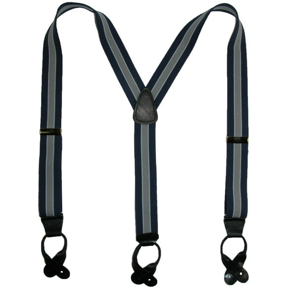 CTM® Elastic Button End Stripe Dress Suspenders (Men's)
