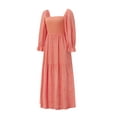 thumbnail image 6 of Women Long Dress Long Sleeve Dress Square Neck Embroidery Flower Loose Swing Dress, 6 of 9