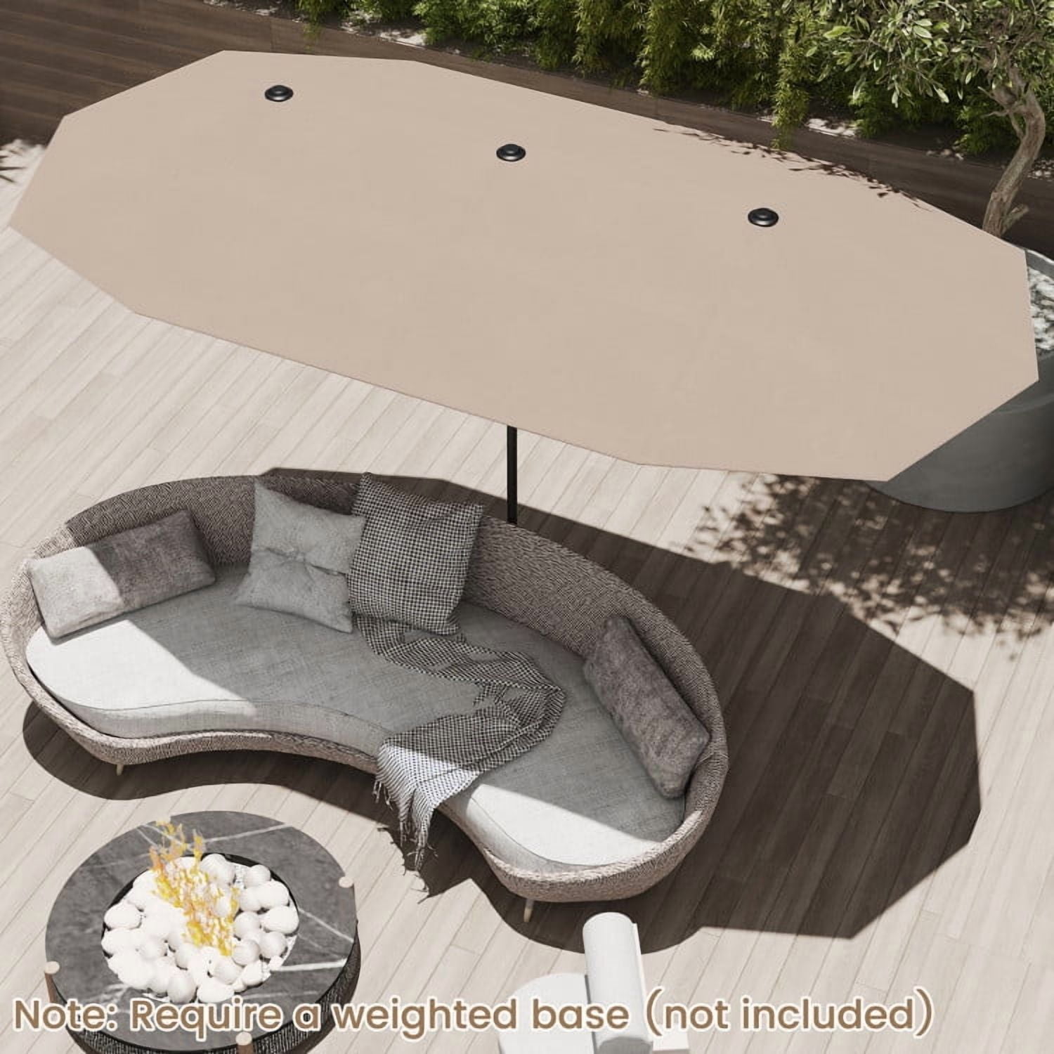 GVN Outdoor Patio Umbrella,Patio Umbrella,13 FT Large Patio Umbrella Outdoor Double-Sided Table Market Umbrella with Crank Handle-Coffee