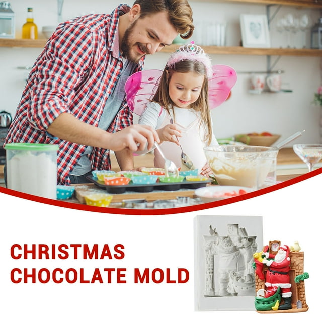 Fiudx Molde para Hornear Navideño, Diseño de Muffins para Hacer Tú Mismo, Material Suave y Flexible, Multiusos para Chocolate, Dulces y Gelatina, Herramienta de Cocina Festiva, Color Café, Tamaño 11