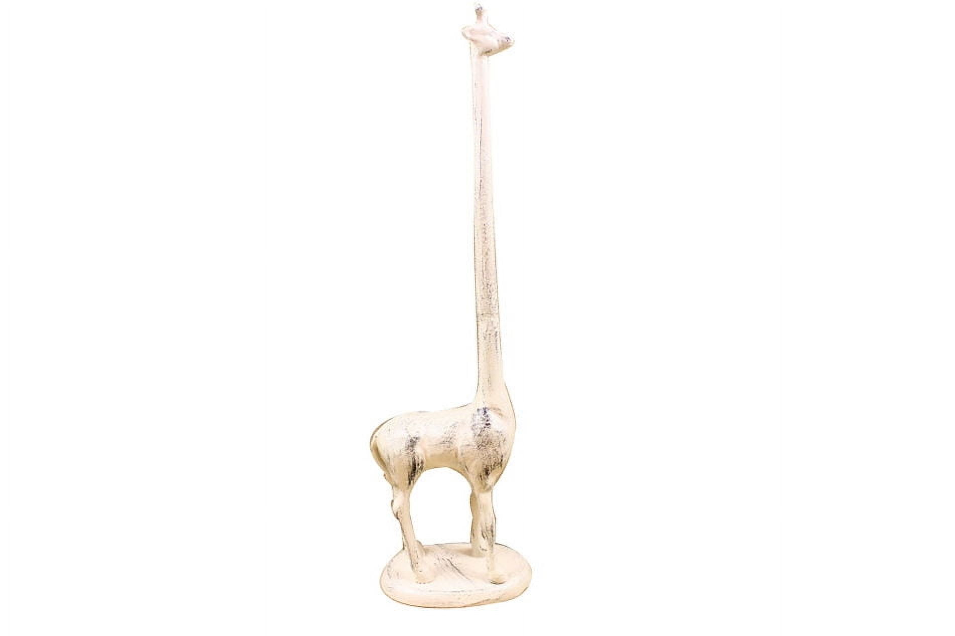 Whitewashed Cast Iron Giraffe Paper Towel Holder 19" - Cast Iron Home Decor