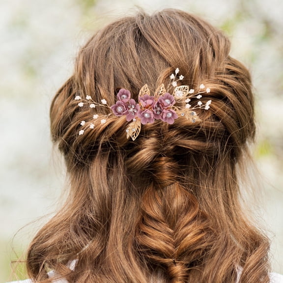 Raindrops 2-Piece Bridal Wedding Hair Comb Set with Rhinestone Floral Design for Brides and Special Occasions