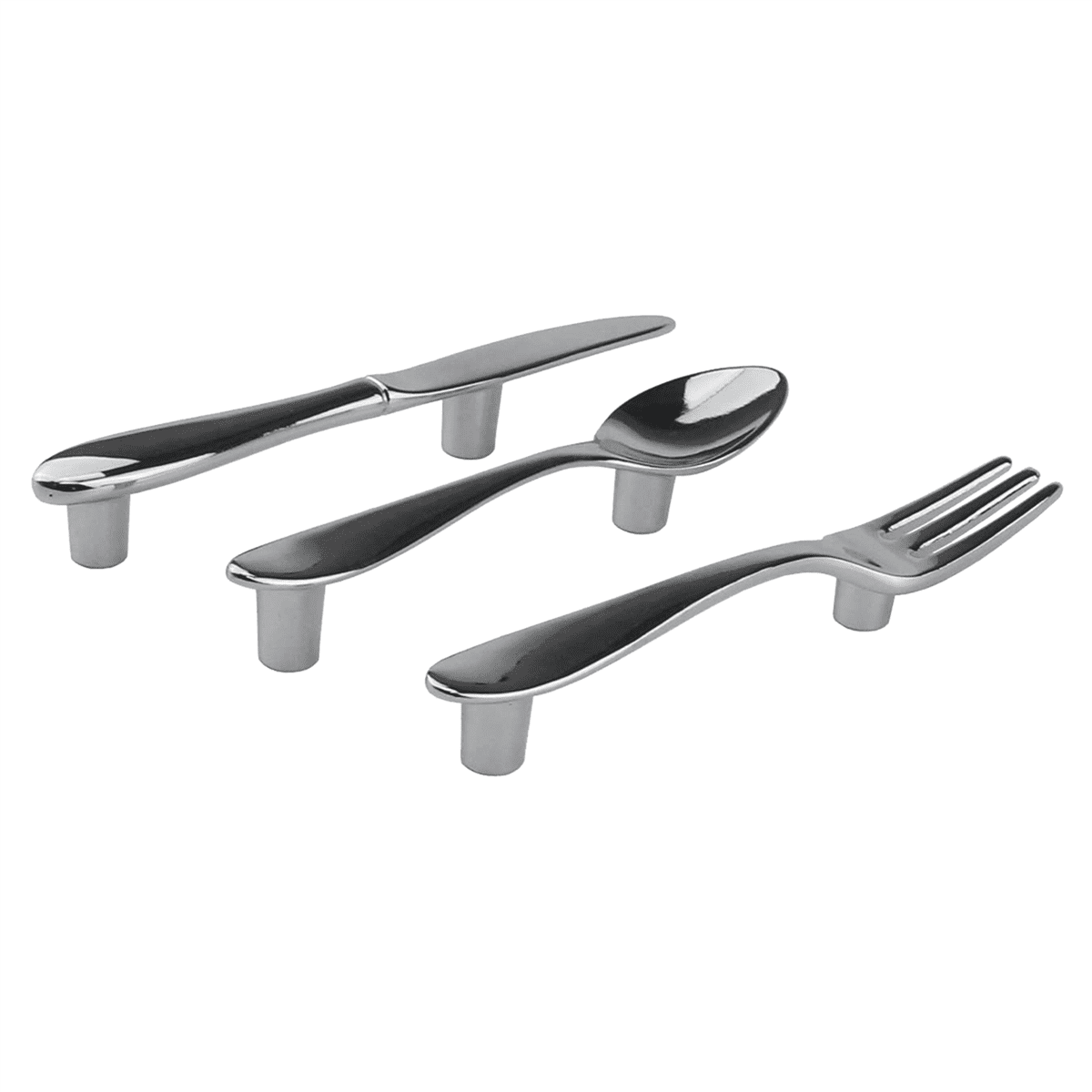 18 PCS Knife Spoon Fork Kitchen Cabinet Closet Drawer Pull Handles Knobs 3-Inch Center to Center (Silver)