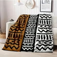 thumbnail image 2 of This Flannel Blanket Is Inspired by African Tribal Style, Showcasing The Classic Combination of Black, White And Brown Colors. The Pattern Is Simple Yet Rhythmic, 2 of 6