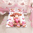 thumbnail image 2 of Erosebridal Cartoon Highland Bull Queen Sheet Sets, Pink Purple Love Heart Print Bedding Queen Size 4-Piece, 2 of 7