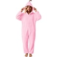 thumbnail image 5 of Xinsrenus Women's Cute Fleece Hooded Jumpsuit Loose Long Sleeve Warm Loungewear Fall Winter Casual Sleepwear, 5 of 7