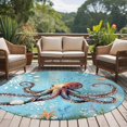 thumbnail image 5 of Round Area Rug 5ft,Watercolor Ocean Octopus Starfish Washable Carpet Non-Slip Runner Accent Rugs Indoor Floor Mat for Bedroom Living Room Decor,Sea Monster, 5 of 9