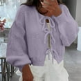 thumbnail image 3 of Amidoa Long Sleeve Sweaters for Women Trendy Cardigan Purple Crop Bandage Cute Cardigans Womens Sweaters Cardigan M, 3 of 9
