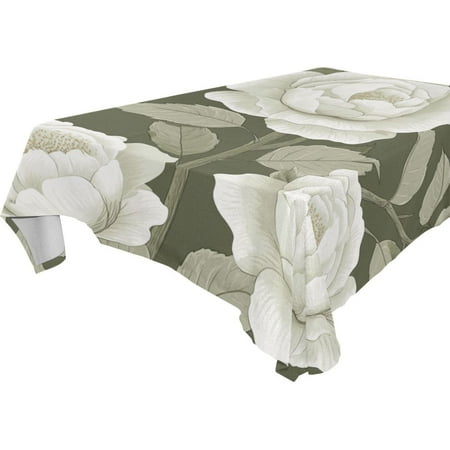

Vzayy Premium Polyester Square Tablecloth Set 54-120 Inch Rose and Camellia Flowers