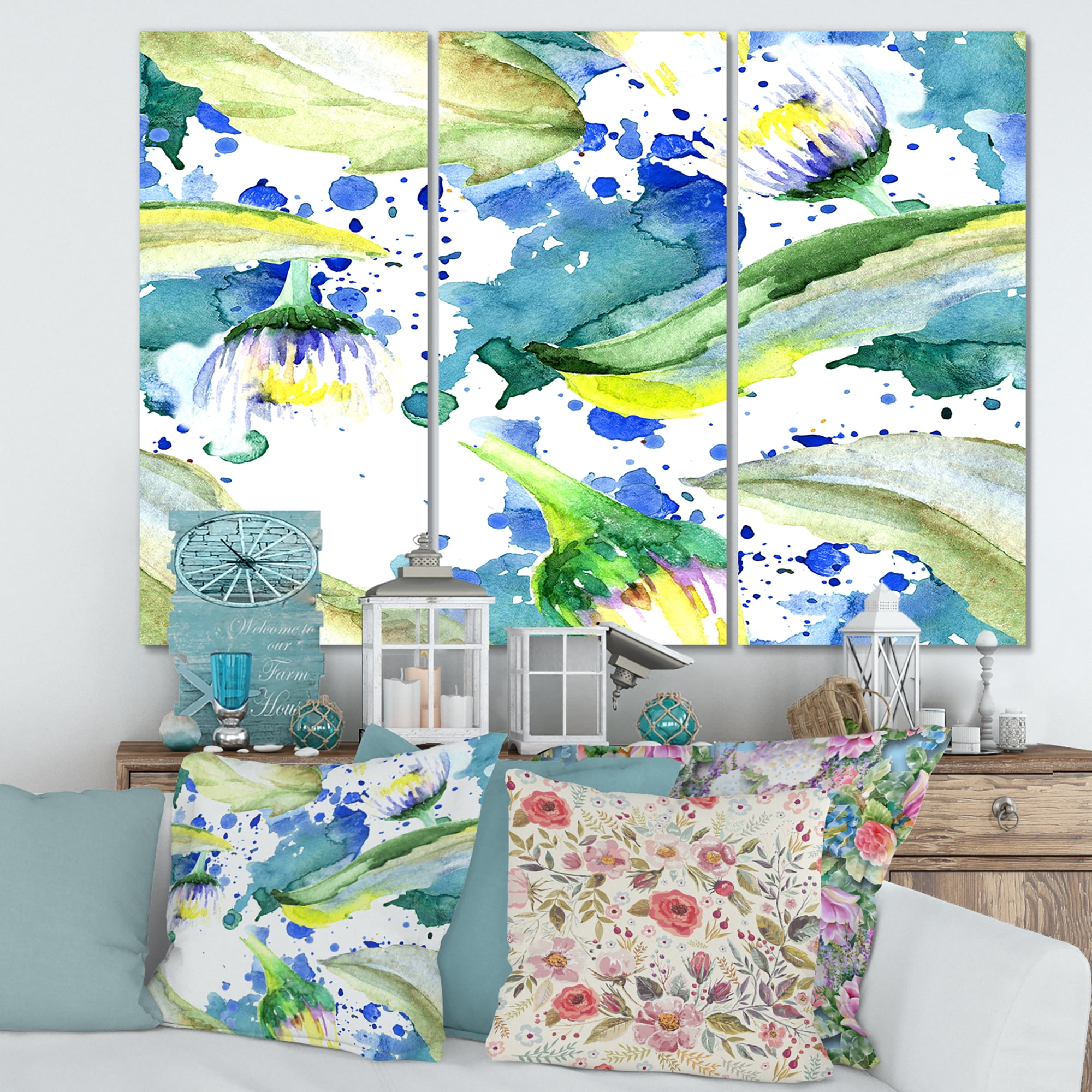 Designart ' Aquarelle Impression of Daisy Flowers I ' Traditional Canvas Wall Art Print
