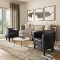 thumbnail image 3 of BELLEZE Accent Arm Club Chairs in Faux Leather Set of 2 - Highland (Black), 3 of 7