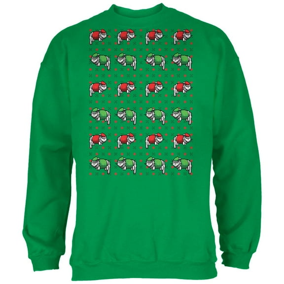 8 Bit Xmas Cat Ugly Sweater Irish Green Adult Sweatshirt