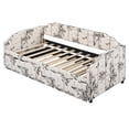 thumbnail image 5 of Twin Size Upholstered Daybed with Pop-Up Trundle, Botanical Print Fabric, Built-In USB Charging Ports, Space-Saving Sofa Bed for Guest Room, Bedroom, Living Room, 5 of 9
