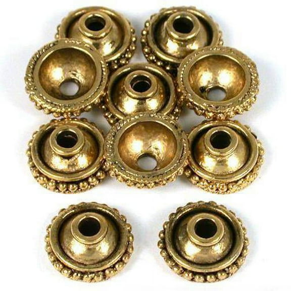 Dot Bali Bead Caps Antique Gold Plated 13mm Approx 10