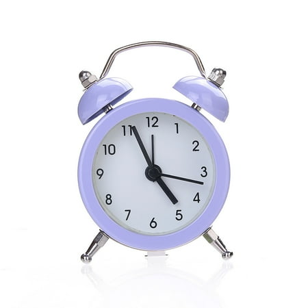 Dianli Twin Silent Alloy Metal Mini Alarm Clock Compact Retro Design With Silent Movement, Stainless Steel Twin Bell Style Pocket Clock For Travel Bedroom Desk, Battery Operated Alarm Clock