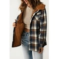 thumbnail image 4 of Women's Plaid Sherpa Lined Hooded Shacket - Blue - [ZhiHiMeRi] | (US 4-6)S, 4 of 12