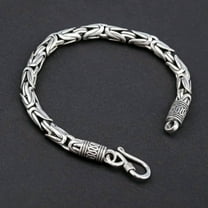 K-KED Vintage Pure S925 Sterling Silver Men Women 4mm Width Byzantine Link Bracelet -17cm/6.7inch-11-12g