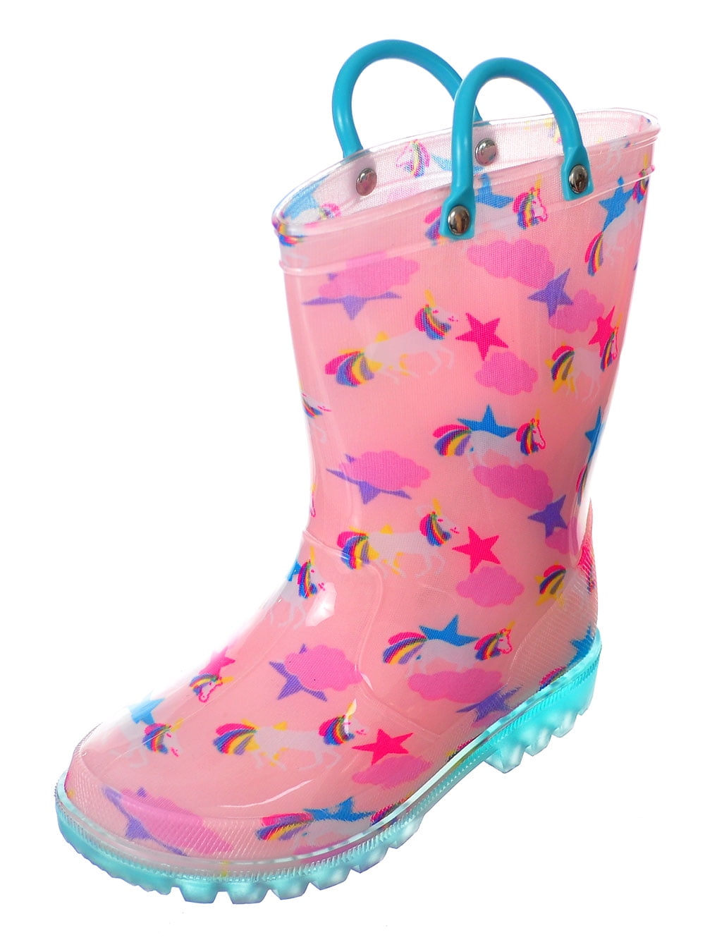Sizes 5-12 Lilly Girls' Light-Up Rubber Rain Boots 