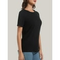 thumbnail image 3 of Womens Tops Short/Long Sleeve T-Shirts Fitted Crewneck Tee, 3 of 6